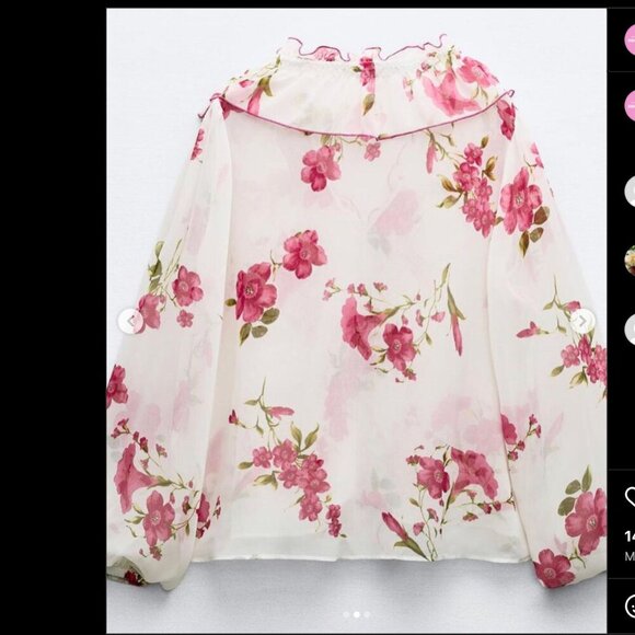 ZARA Floral Ruffle Blouse - Sizes XS, Small NEW WITH TAG! - Picture 4 of 5